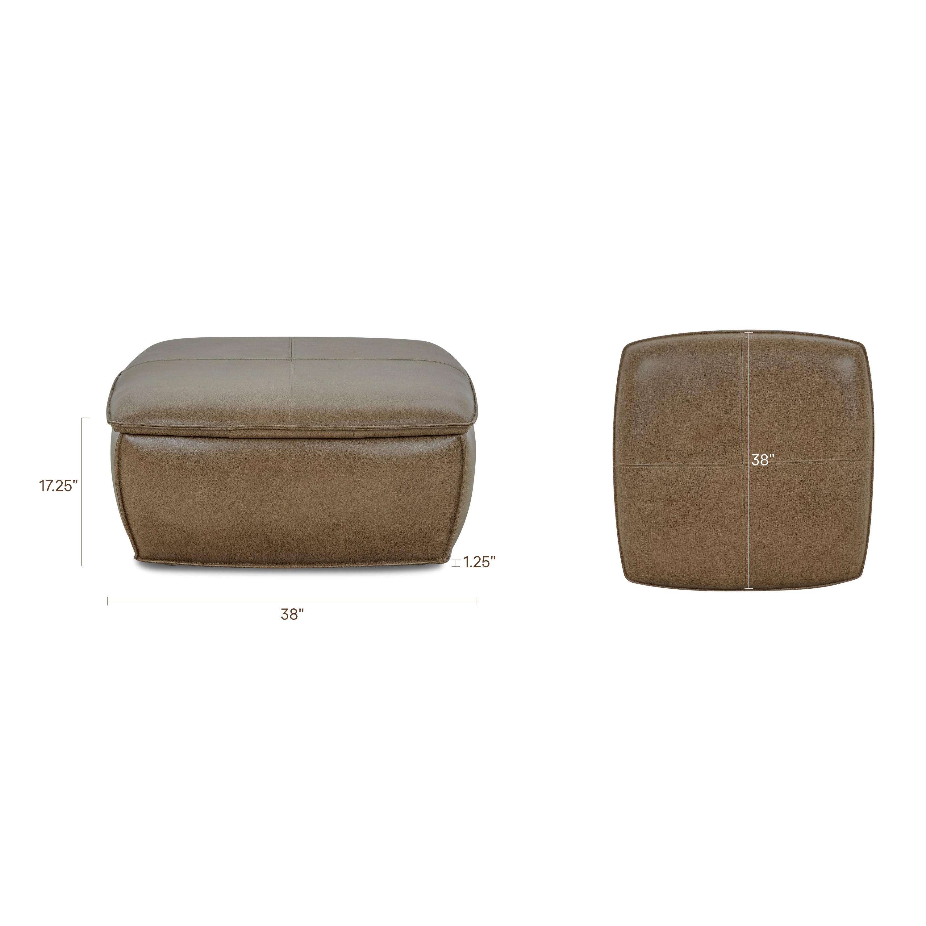 Leather Storage Ottoman | Chestnut Brown