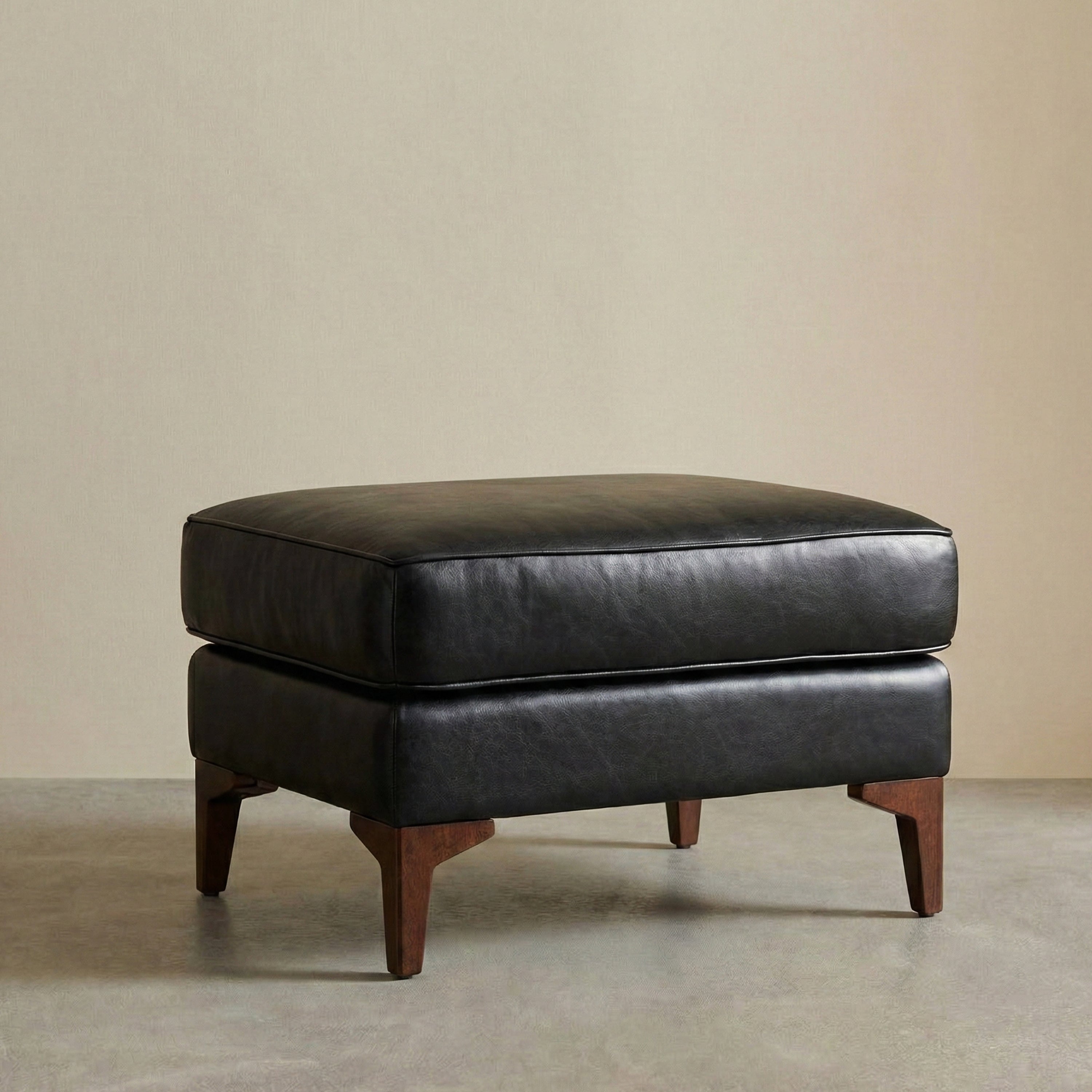 Leather Ottoman 2.0 | Onyx Black