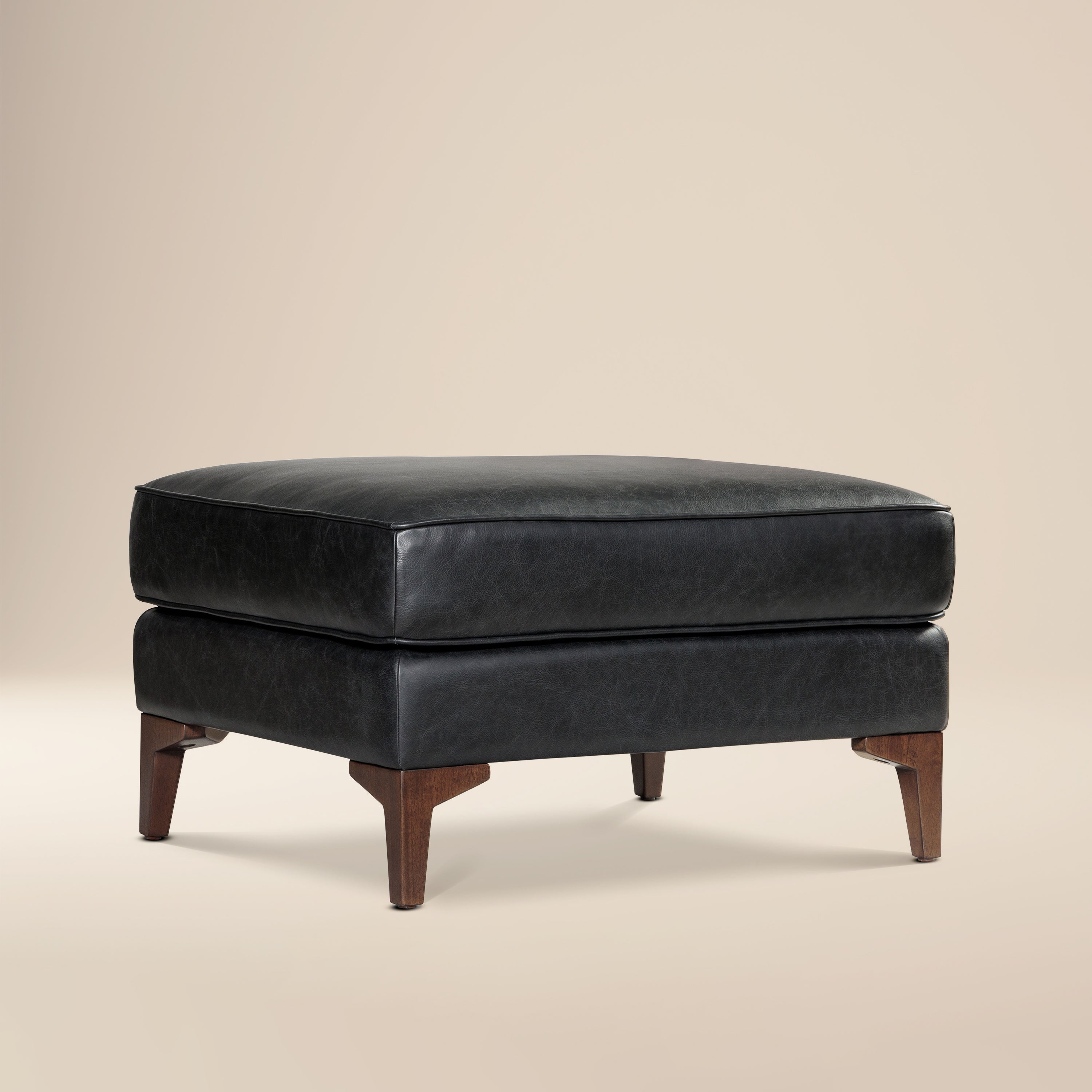 Leather Ottoman 2.0 | Onyx Black