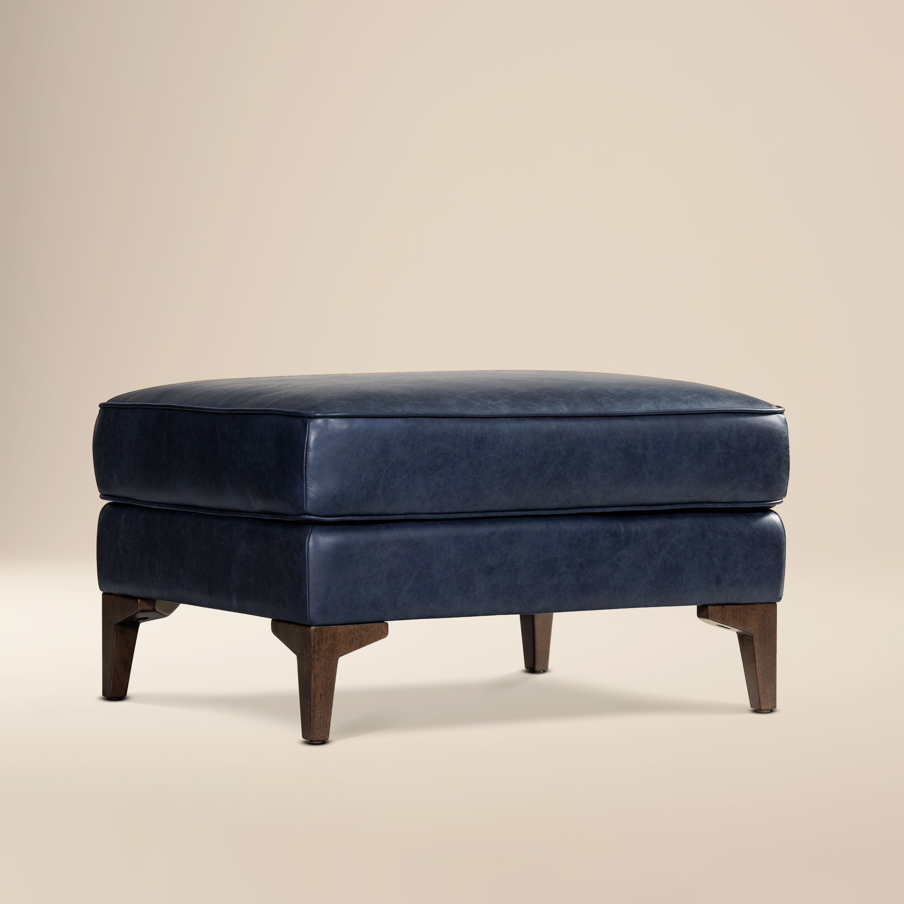 Leather Ottoman 2.0 | Midnight Blue