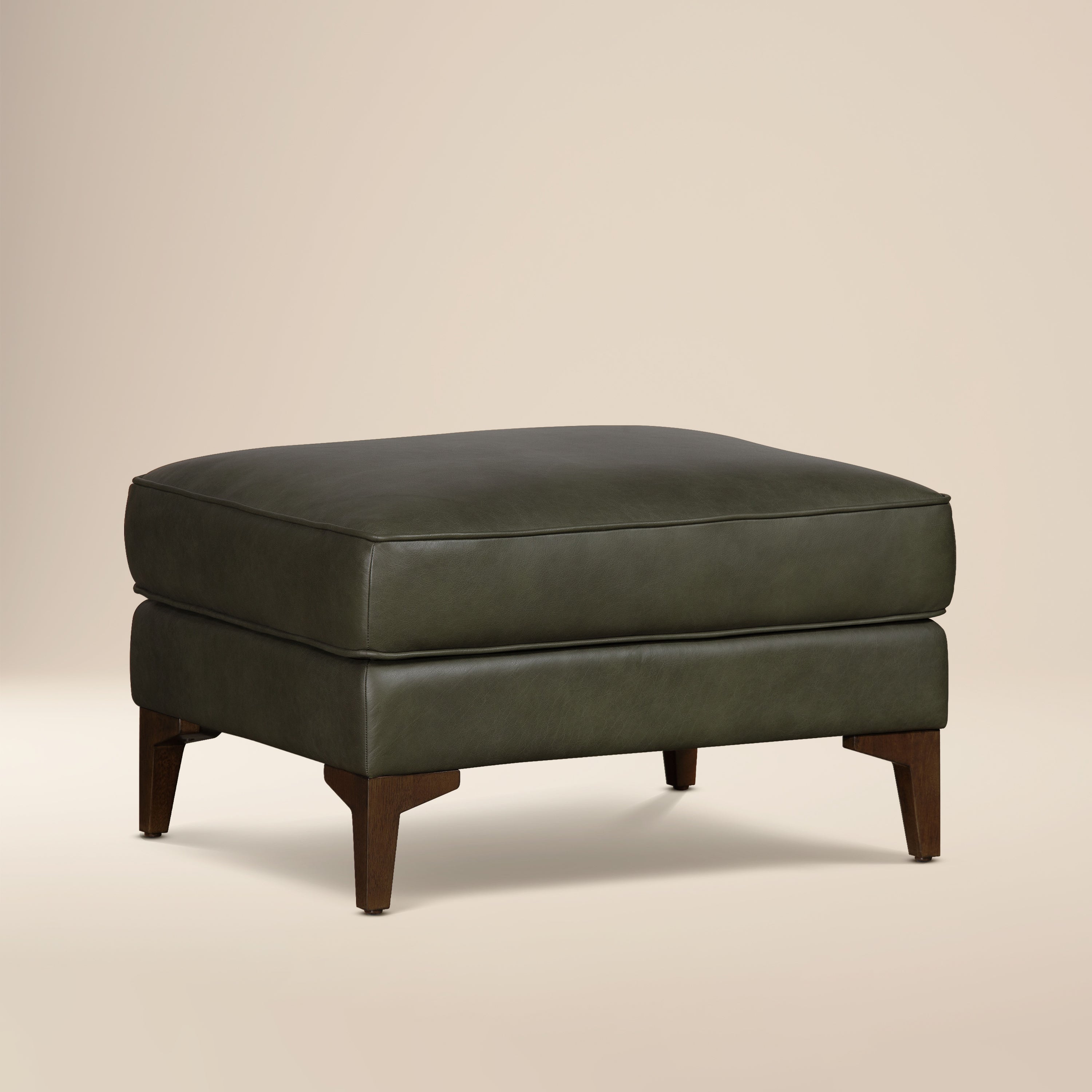 Leather Ottoman 2.0 | Olivine Green