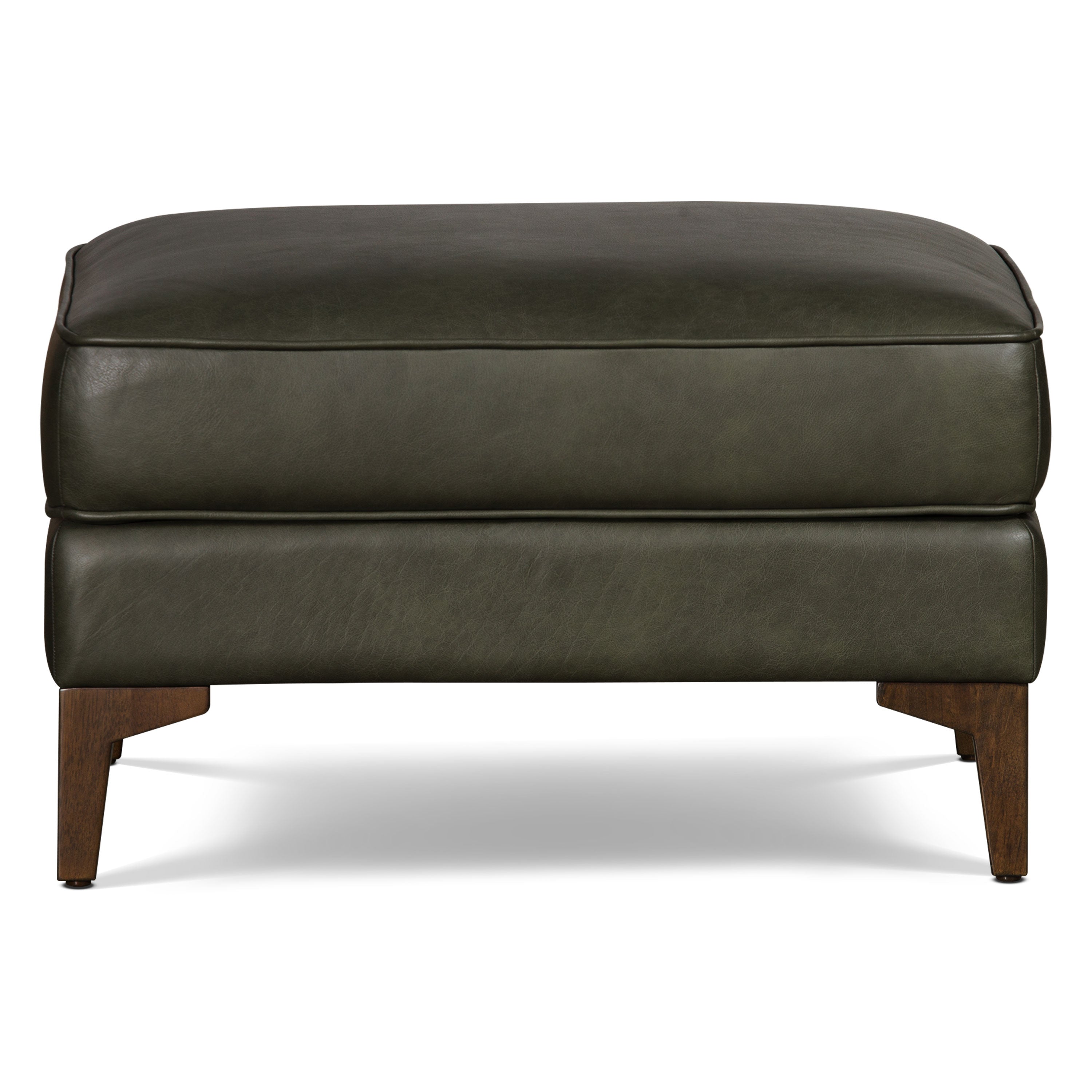 Leather Ottoman 2.0 | Olivine Green