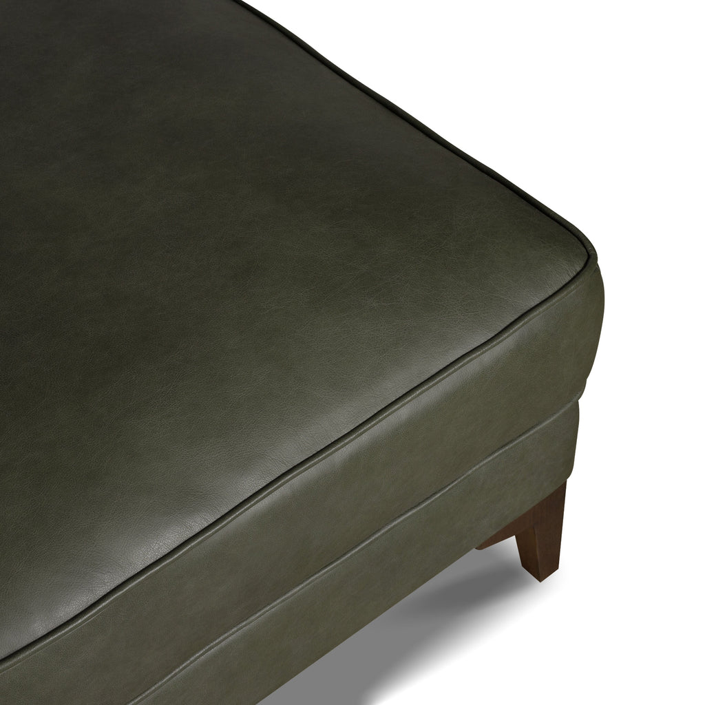 Leather Ottoman 2.0 | Olivine Green