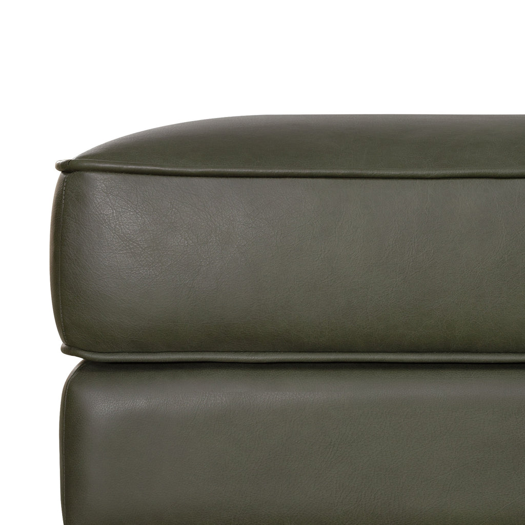 Leather Ottoman 2.0 | Olivine Green