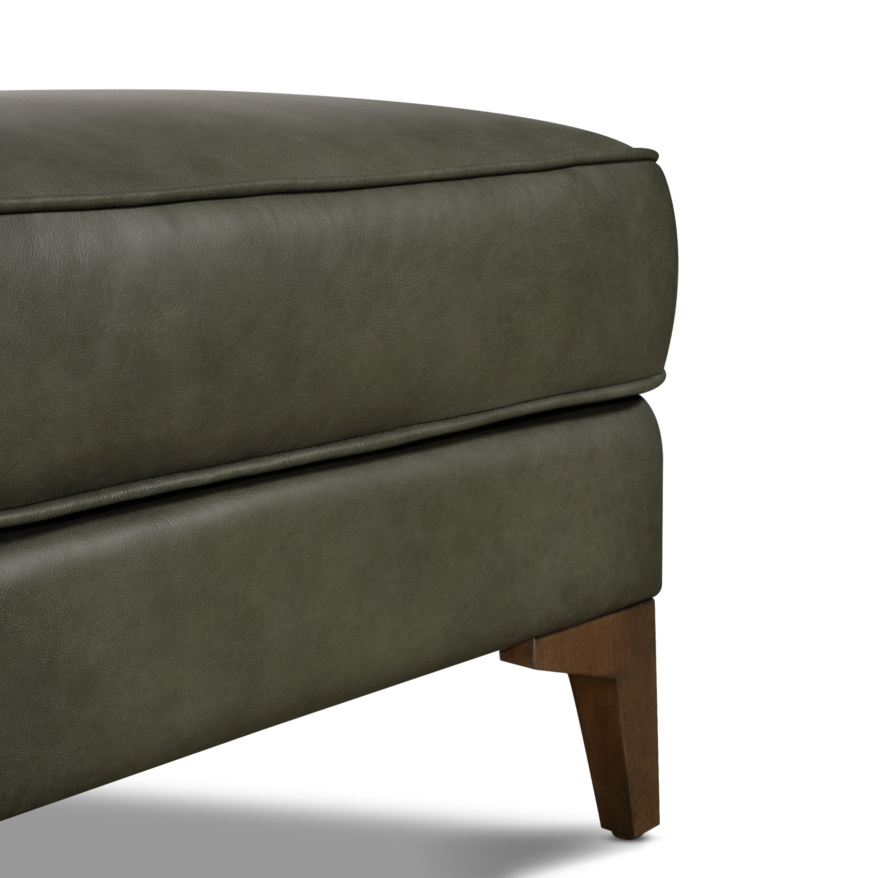 Leather Ottoman 2.0 | Olivine Green