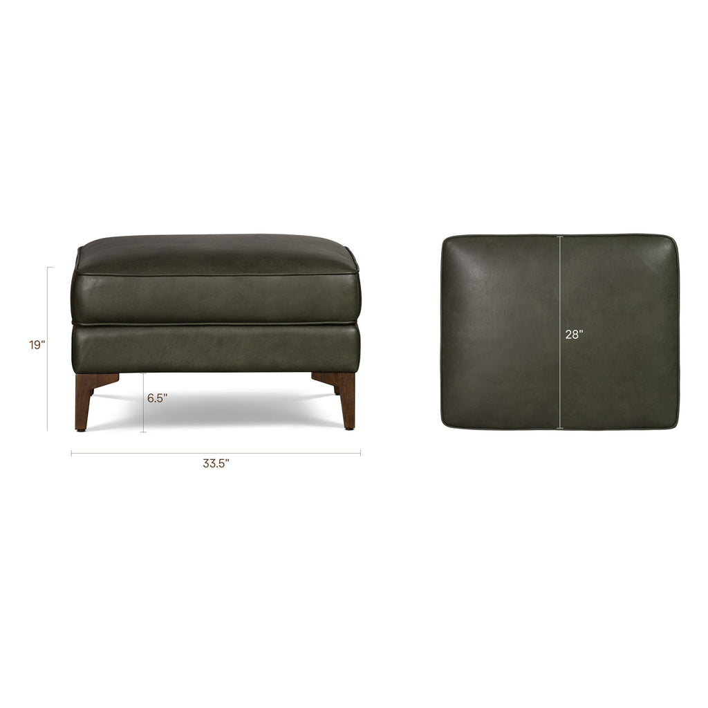 Leather Ottoman 2.0 | Olivine Green