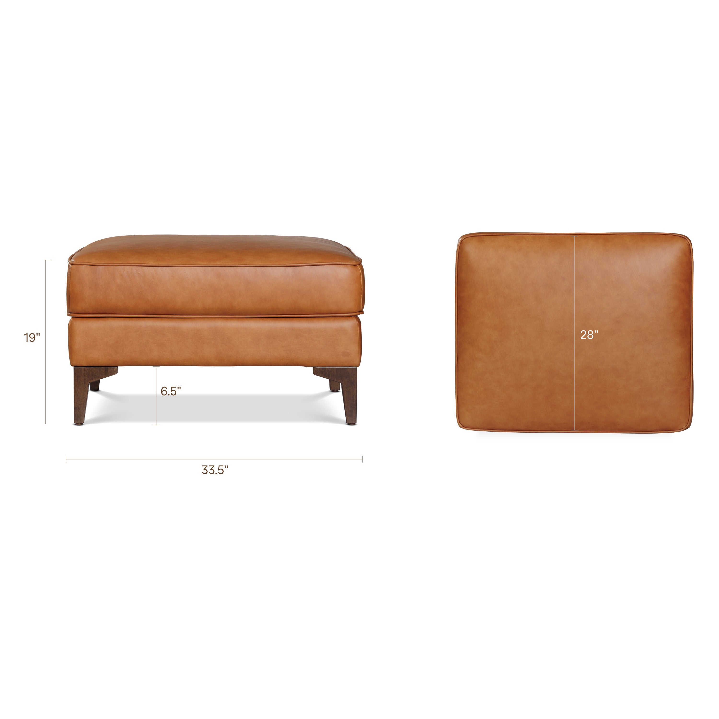Leather Ottoman 2.0 | Cognac Tan